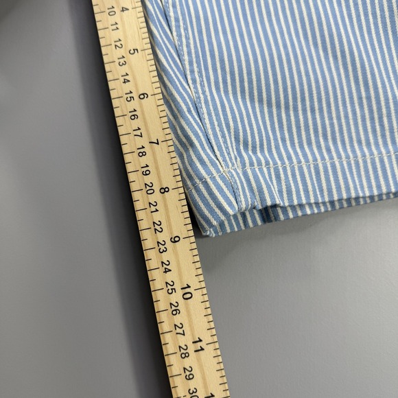 Carhartt WIP Terrell SK Shorts Mens Large Blue Striped Workwear Cargo Heart Logo - Picture 6 of 9